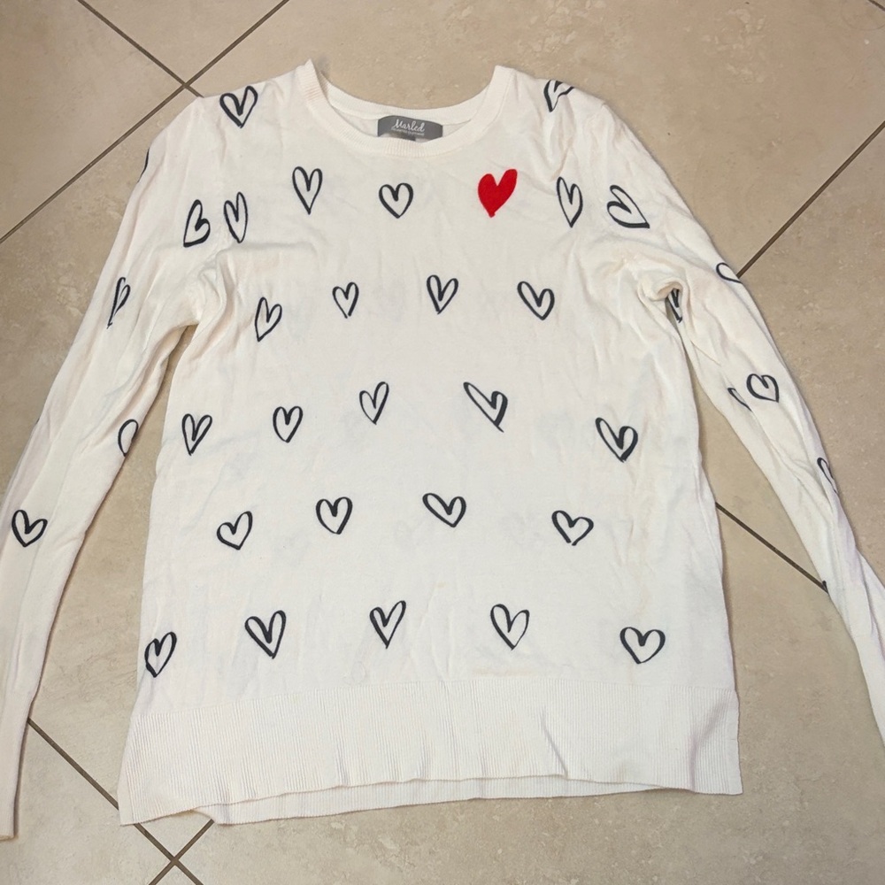Chic White Sweater with Heart Accents